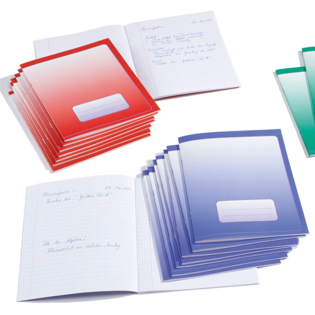 Exercise Books Small 6.3"x8.3" - accounting graph paper 4x7mm - pack of 25 - Blue image