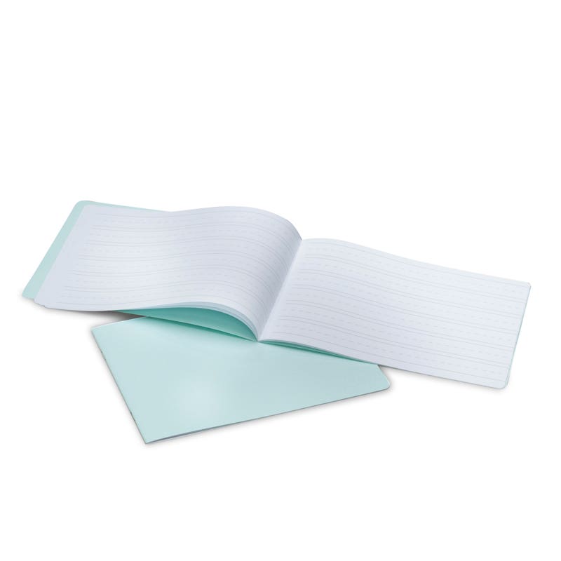 Handwriting Practice Books - dotted midlines - staple - landscape -pack of 10 - Mint Green image