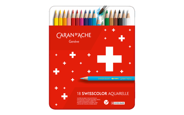 Caran d'Ache Swisscolor Watercolor Pencils Tin - 18 Assorted Colors    image