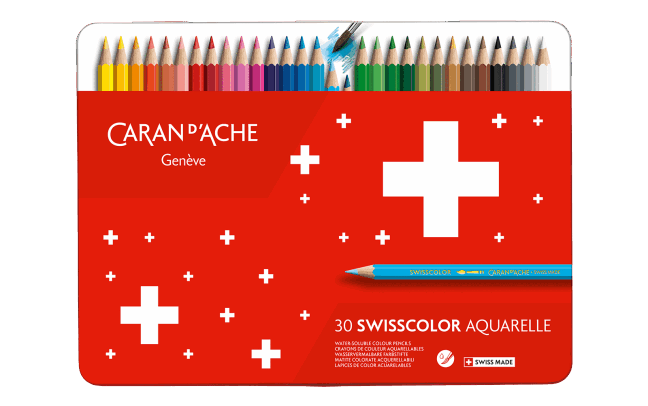 Caran d'Ache Swisscolor Watercolor Pencils Tin - 30 Assorted Colors    image