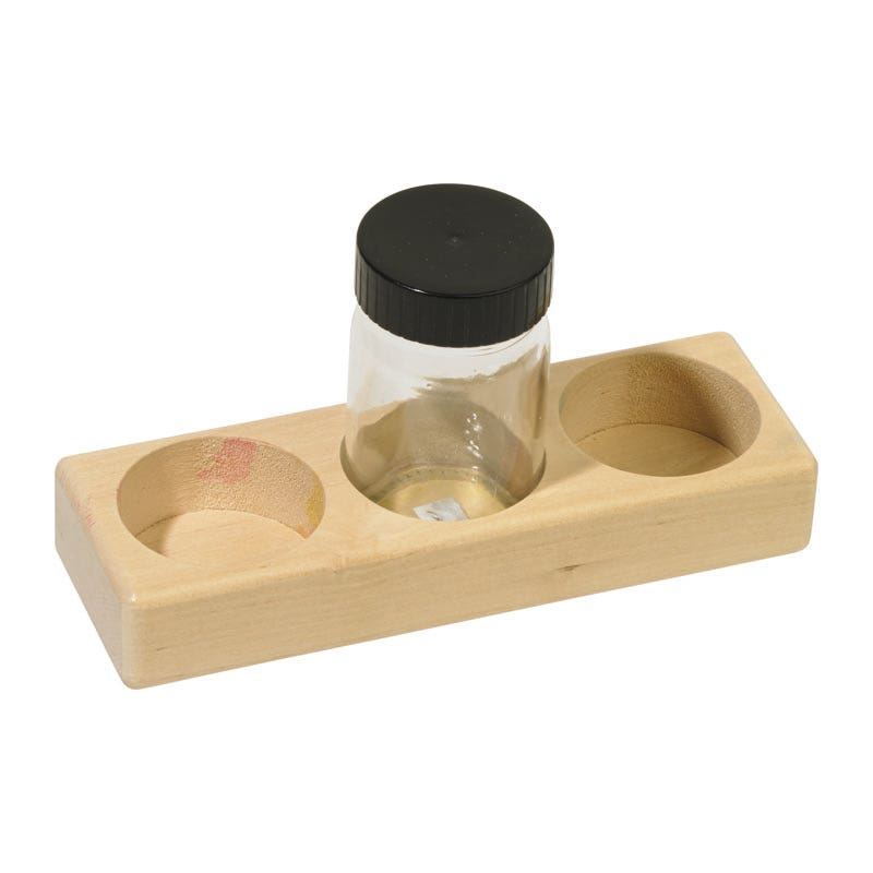 3 Hole-Wooden Holder for Tall 100ml Paint Jars (black lid) image