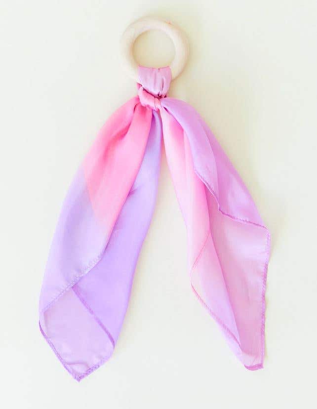 Sarah's Silks Wood and Silk Teether - Blossom image