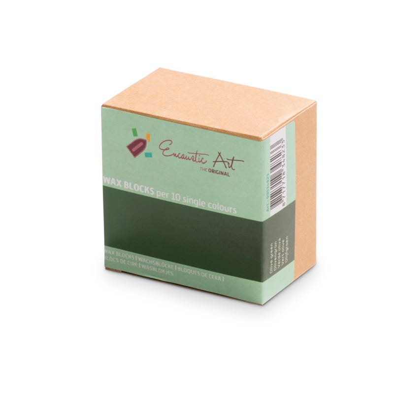 Encaustic Art Wax Blocks - 10 pieces - Olive green image