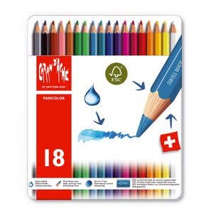 Caran d'Ache Fancolor Watercolor Pencils - Tin Case - 18 assorted colors