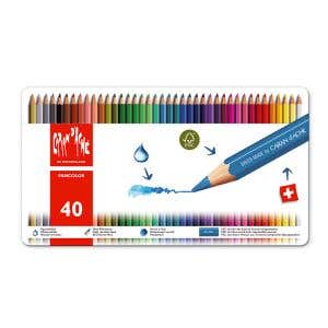 Caran d'Ache Fancolor Watercolor Pencils - Tin Case - 40 assorted colors