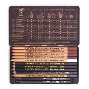 Lyra Rembrandt Fine Art Special Pencils - 12 Assorted Dry and Oil Pencils