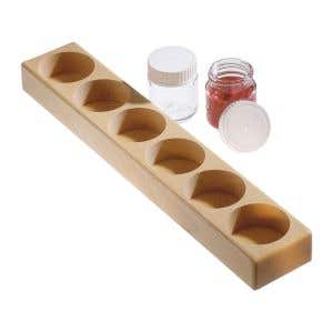 6 Hole-Wooden Paint Jar Holder for jars with lids