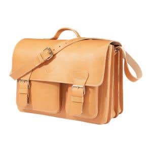 Ruitertassen art makes sense (AMS) Leather Bag 3 Compartments - Asymmetric pockets - Natural