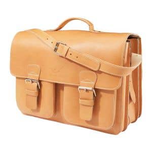 Ruitertassen art makes sense (AMS) Leather Bag 3 Compartments - Symmetric pockets - Natural