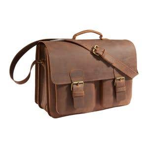 Ruitertassen art makes sense (AMS) Leather Bag 3 Compartments - Symmetric pockets - Ranger