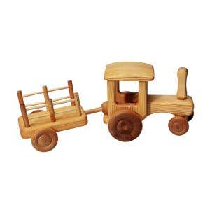 Debresk Wooden Toy Tractor w/ Trailer