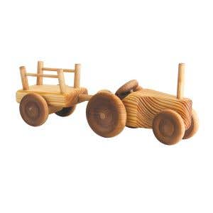 Debresk Wooden Toy Tractor w/ Trailer Small
