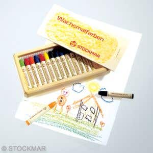 Stockmar Wax Stick Crayons Wooden Box - 16 assorted colors