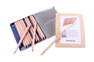 Yorik Hexagonal Color Pencils - Metal Case - 12 assorted colors